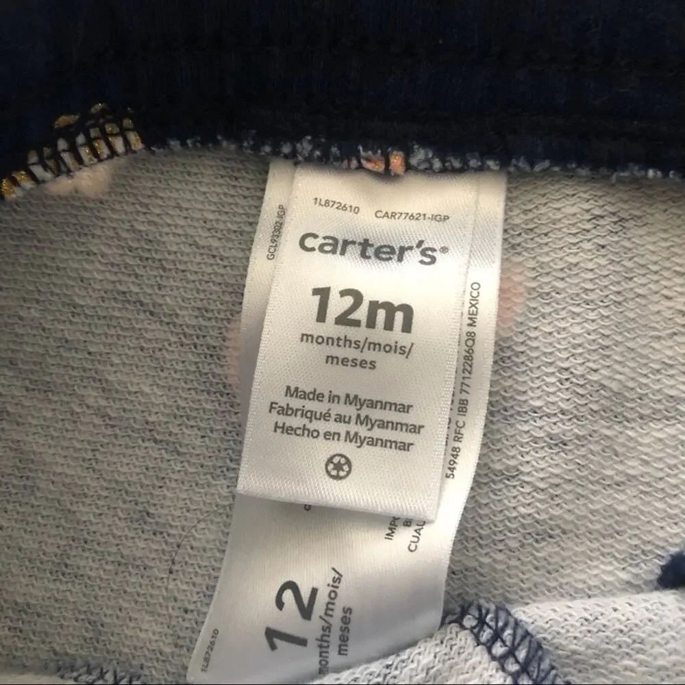 Carter’s shell and heart print sweatpants shirts pink gold navy blue
